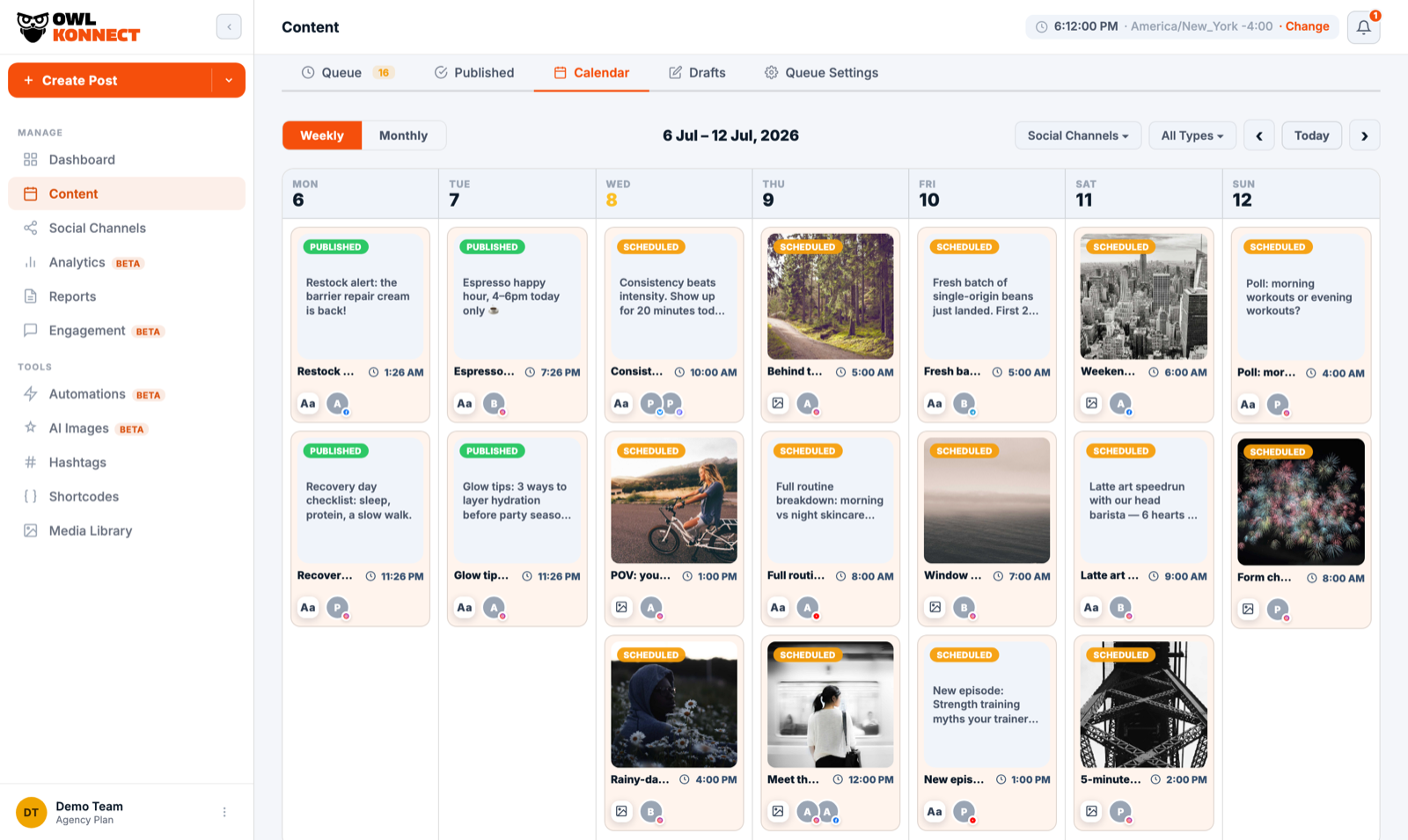 Shared content calendar