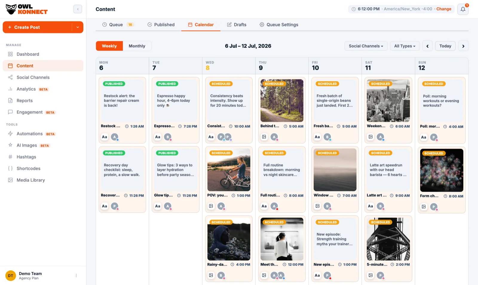 Shared content calendar
